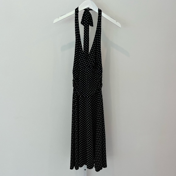 FOREVER 21 BLACK WHITE POLKA DOT HALTER DRESS SIZE SMALL - Picture 7 of 17